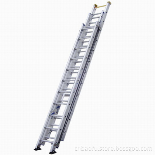 (375LBS) 8m Aluminum Alloy 3-Section Single-Side Grooved Rail Extension Ladder